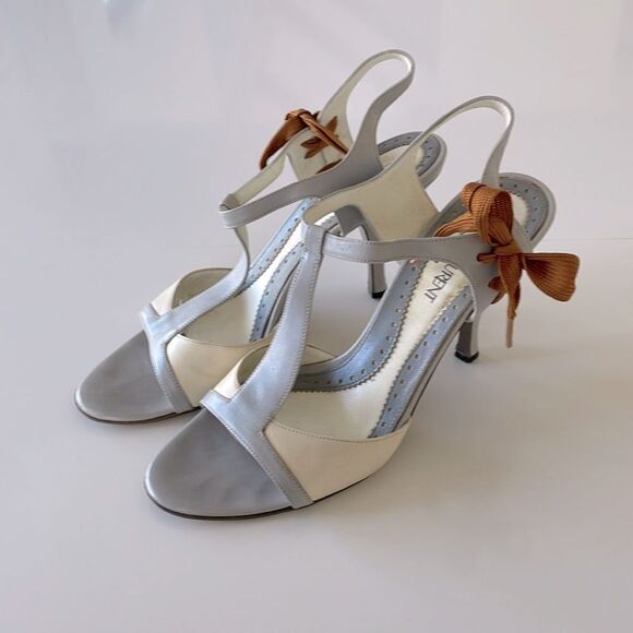 Yves Saint Laurent Slingback Peeptoe Heels Tie Detail - Picture 1 of 10